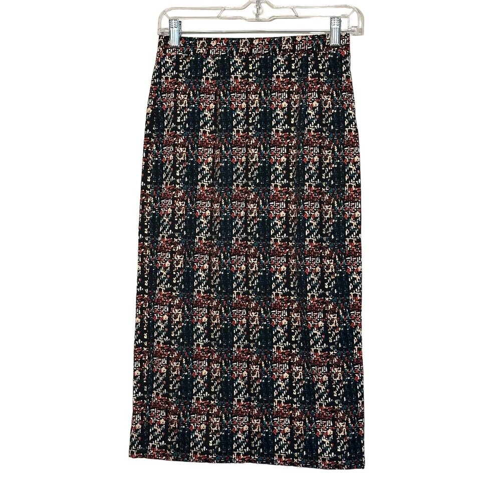 NWT Everleigh Midi Pencil Skirt Abstract Gold Casual Career Lined Stretchy Small